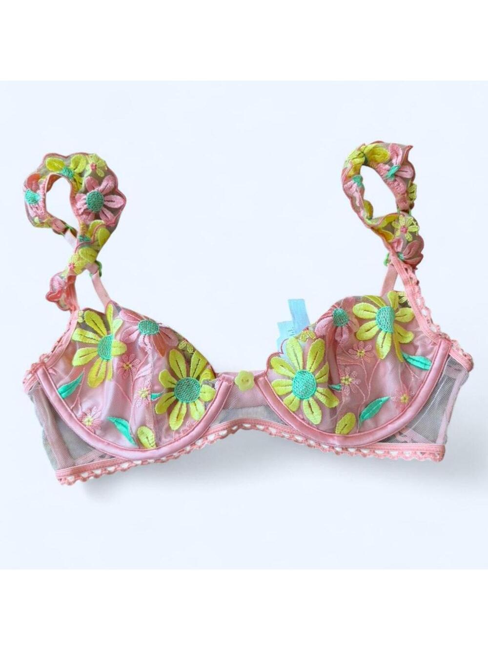 For Love & Lemons pink floral bralette Size S